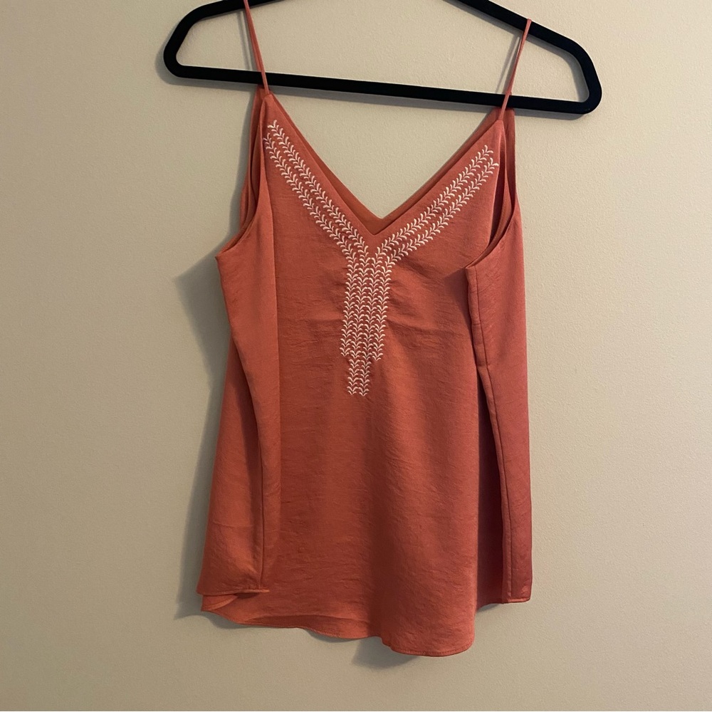 Express Orange V-Neck Tank with White Design